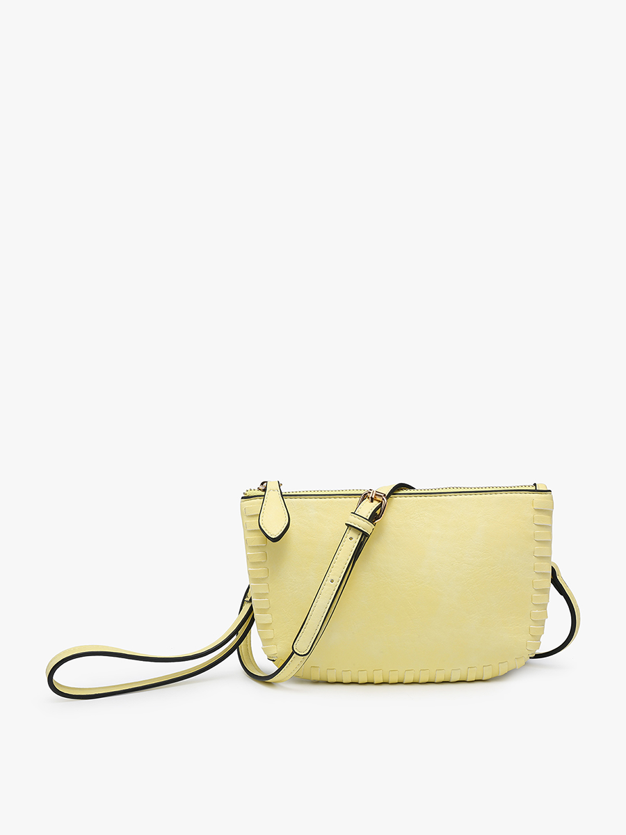 Bonnie Vegan Whipstitch Clutch/Crossbody Pale Yellow - Jen & Co. vegan handbag