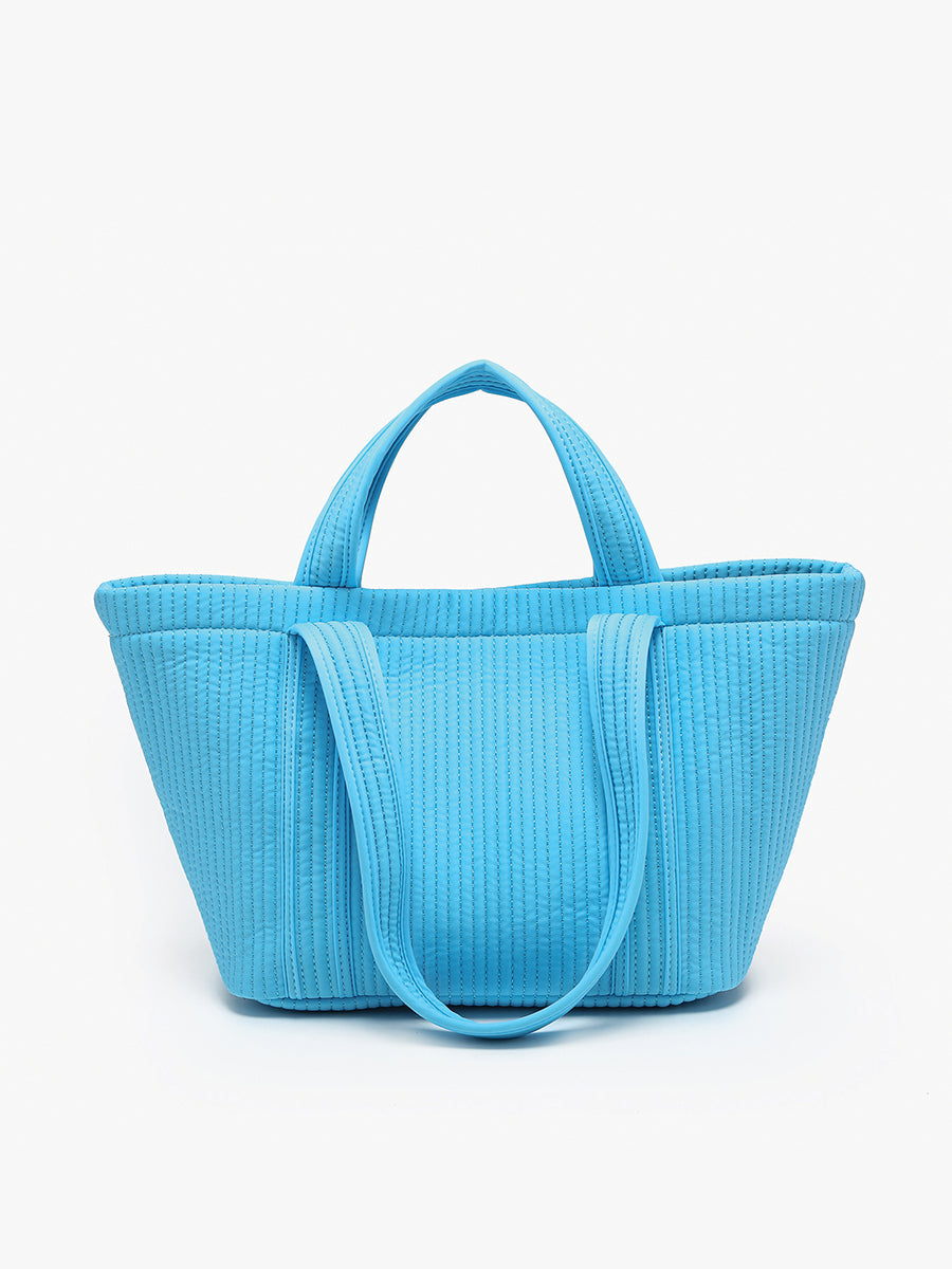 Marilyn Vegan Quilted Tote Baby Blue - Jen & Co. vegan handbag