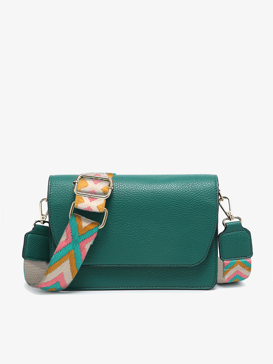 Noah Vegan Guitar Strap Crossbody Kelly Green - Jen & Co. vegan handbag