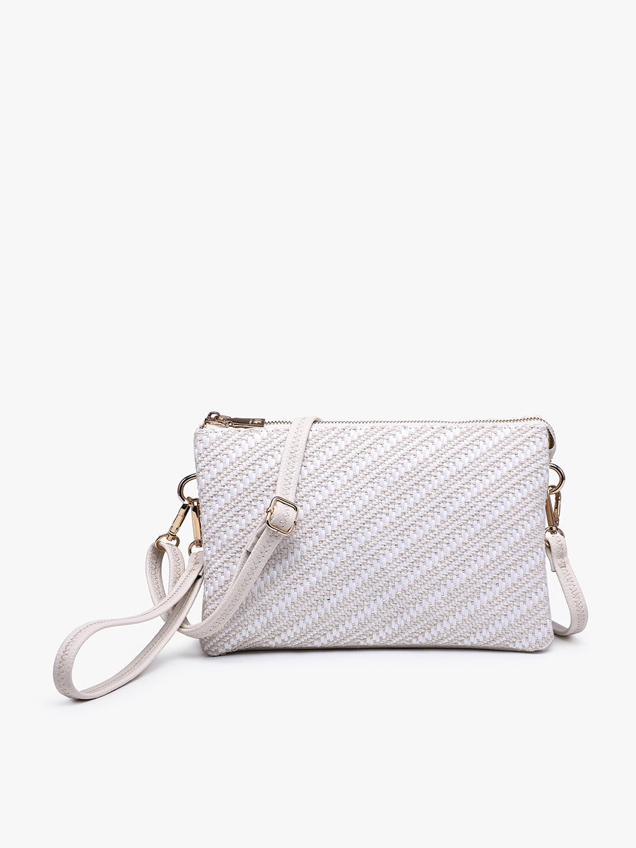Izzy Vegan Diagonal Woven Crossbody White - Jen & Co. vegan handbag