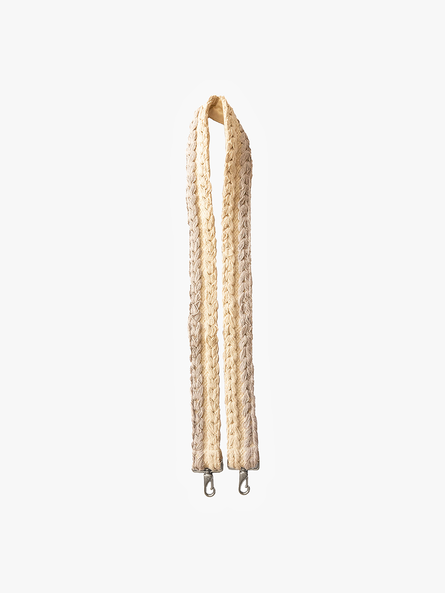Cotton Guitar Strap Beige Grey - Jen & Co. vegan handbag