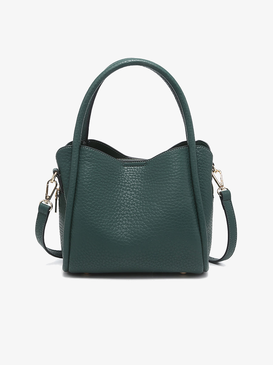 Ruby Vegan Shaped Satchel Dark Forest Green - Jen & Co. vegan handbag