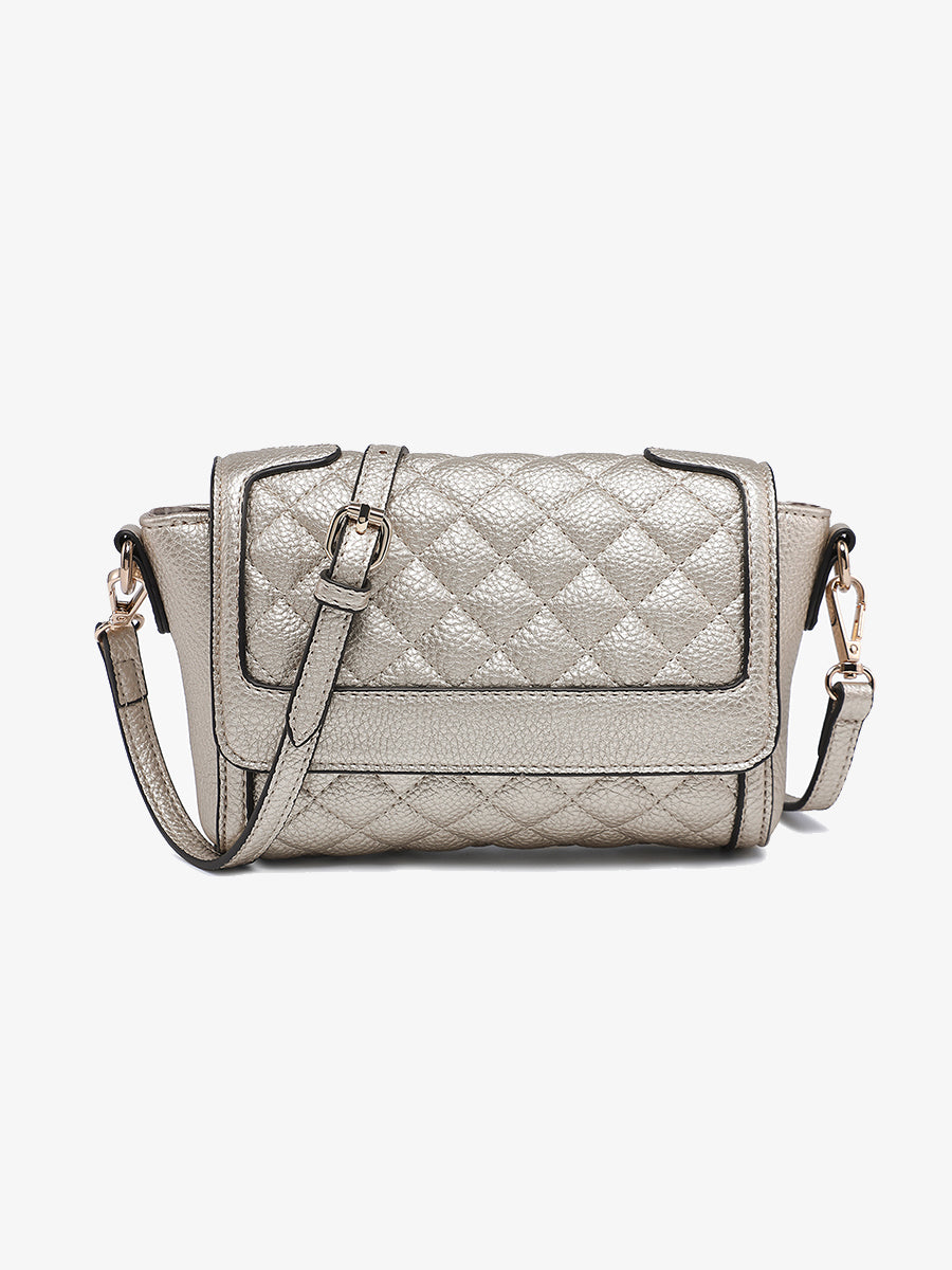 Ryan Vegan Quilted Crossbody Lt. Gold - Jen & Co. vegan handbag