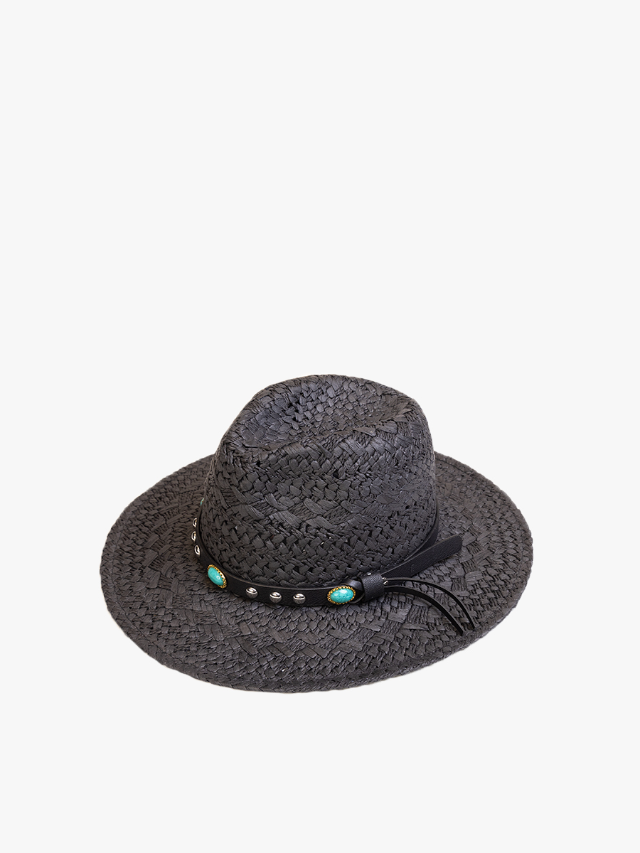 Hartley Fedora w/ Leather Black - Jen & Co. vegan handbag