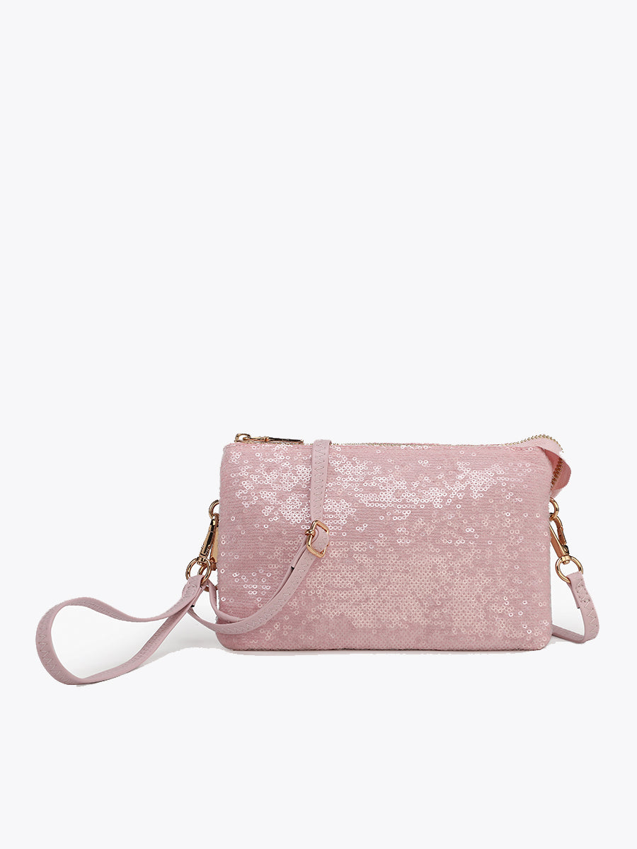 Riley Sequin Crossbody Lt. Pink - Jen & Co. vegan handbag