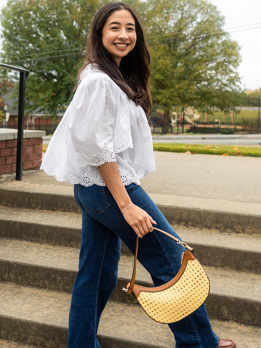Daisy Vegan Rattan Crossbody