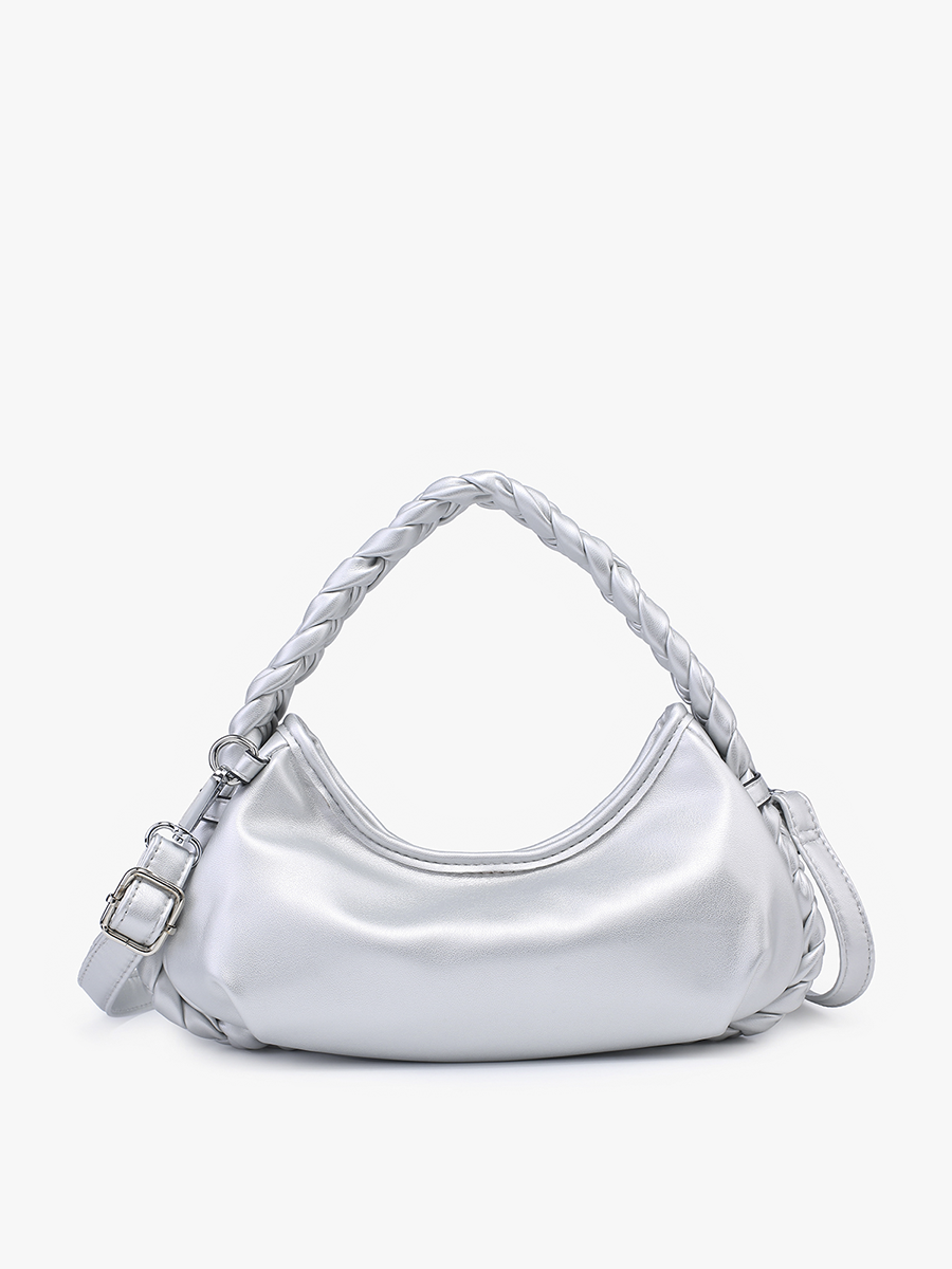 Juliette Vegan Half-Moon Bag Silver - Jen & Co. vegan handbag