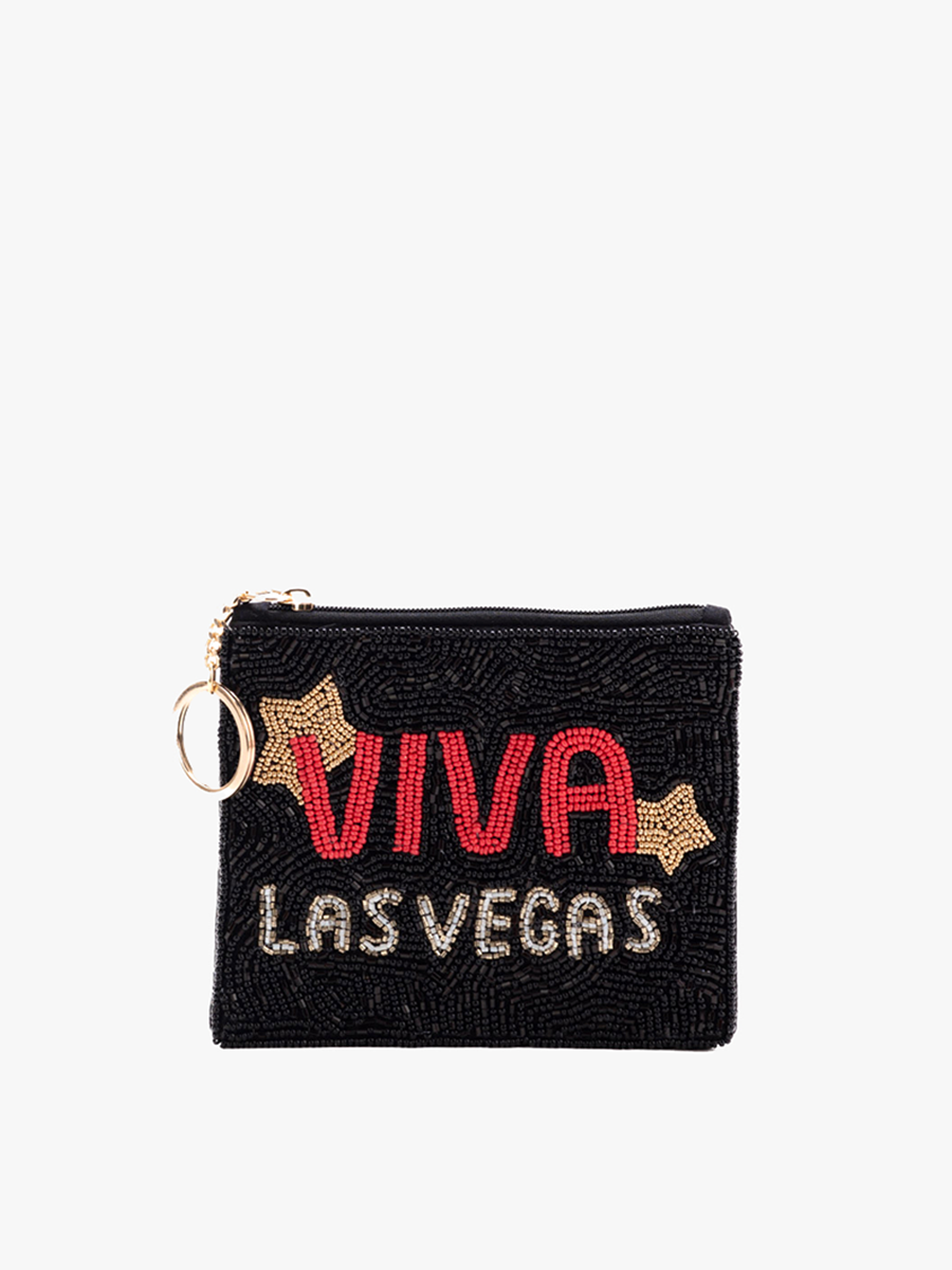 Ricki Beaded Coin Pouch Viva Las Vegas - Jen & Co. vegan handbag