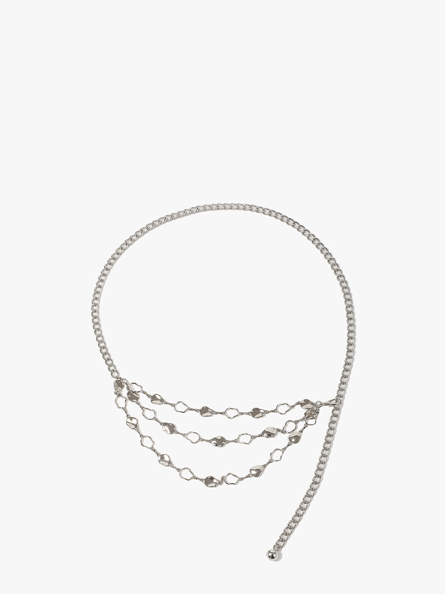 Layered Chain Belt Silver - Jen & Co. vegan handbag