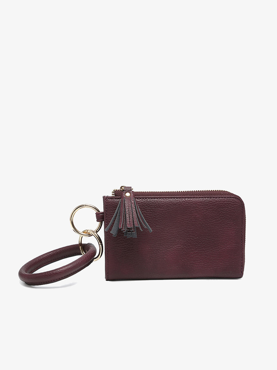 Liv Vegan Bangle Wristlet in Cherry Lacquer - Jen & Co. vegan handbag