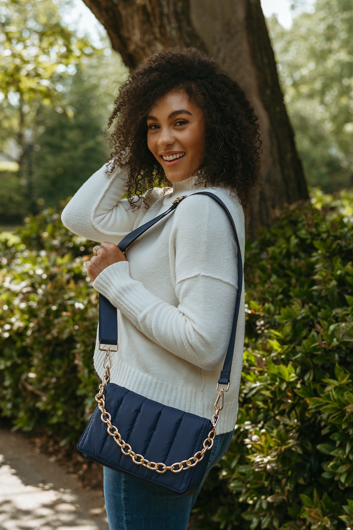 Lala Vegan Quilted Chain Crossbody in - Jen & Co. vegan handbag