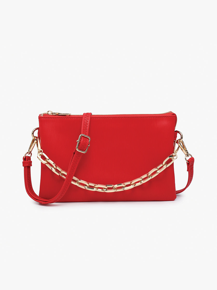 Izzy Vegan Textured Crossbody Red - Jen & Co. vegan handbag