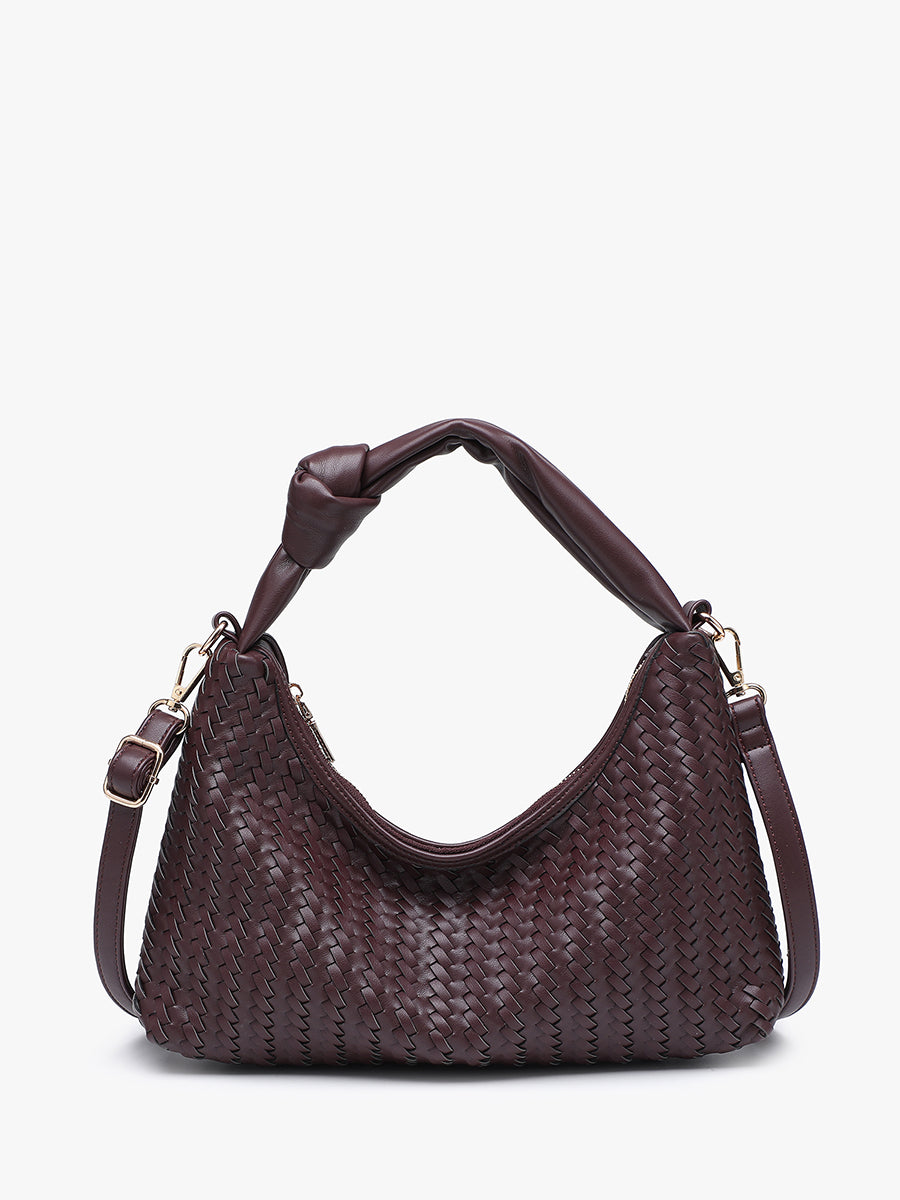 Morgan Vegan Woven Crossbody Cherry Lacquer - Jen & Co. vegan handbag
