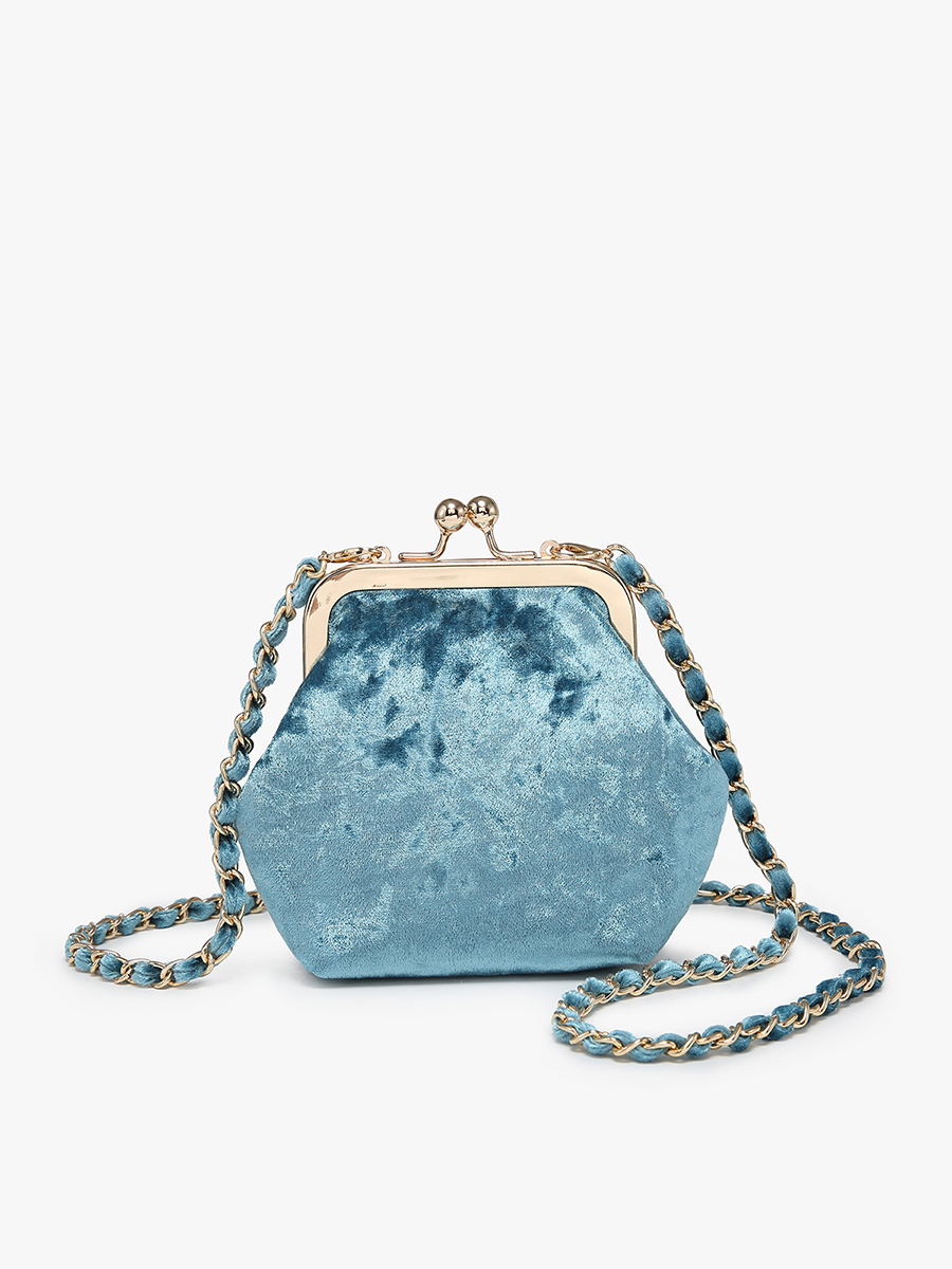 Cleo Velvet Coin Pouch Teal - Jen & Co. vegan handbag