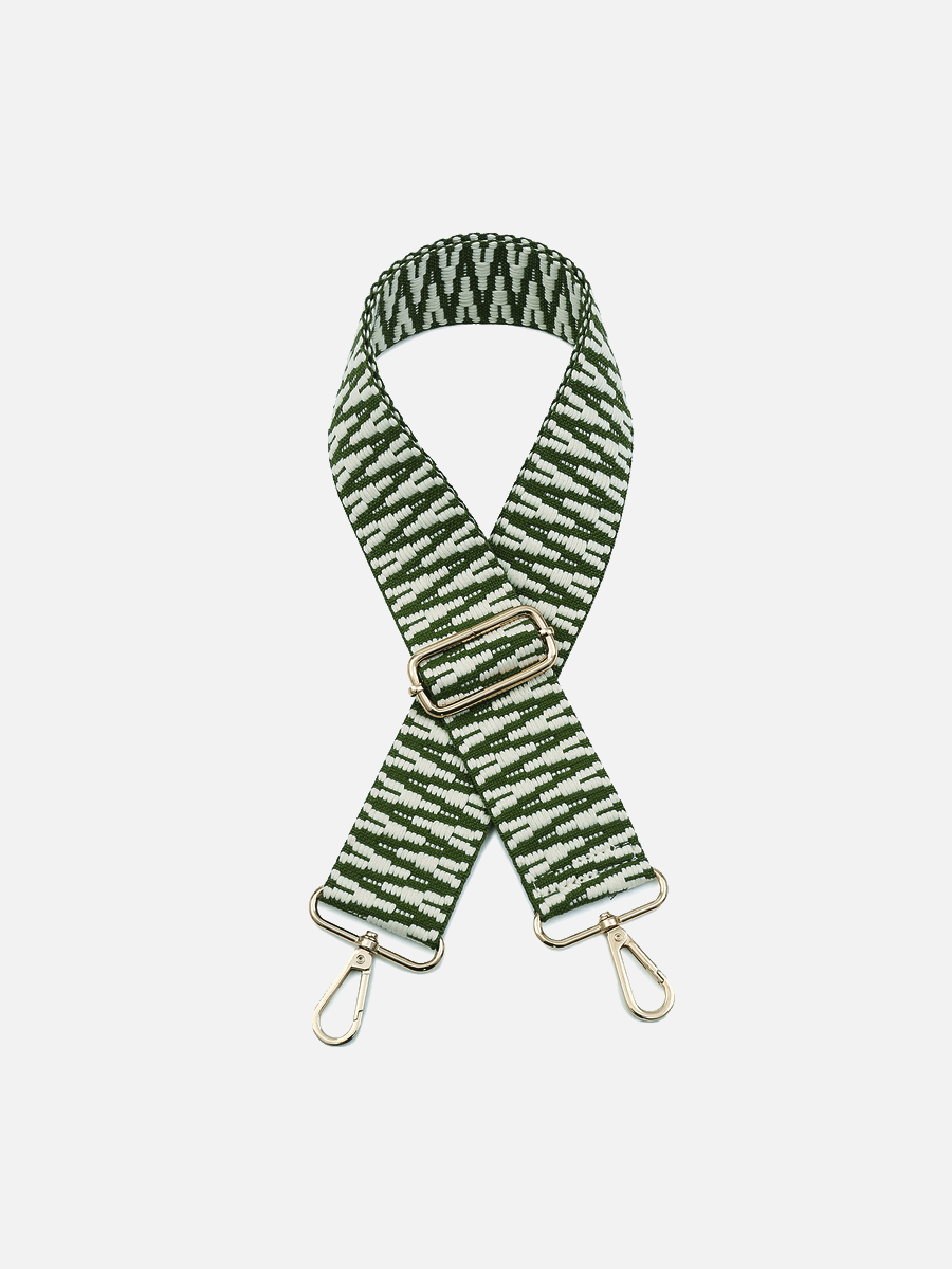 Aztec Guitar Strap Olive - Jen & Co. vegan handbag
