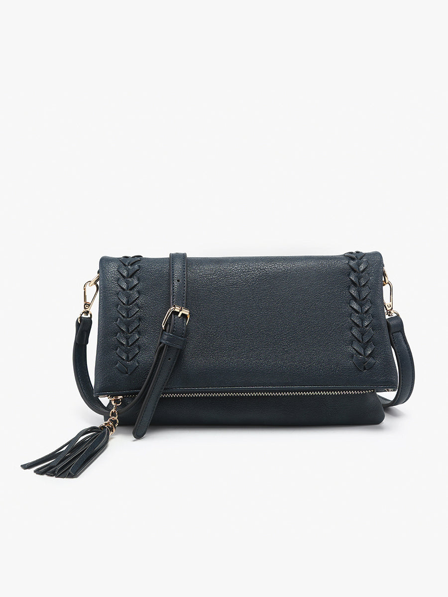 Isadora Vegan Dist Whipstitch Crossbody Navy - Jen & Co. vegan handbag