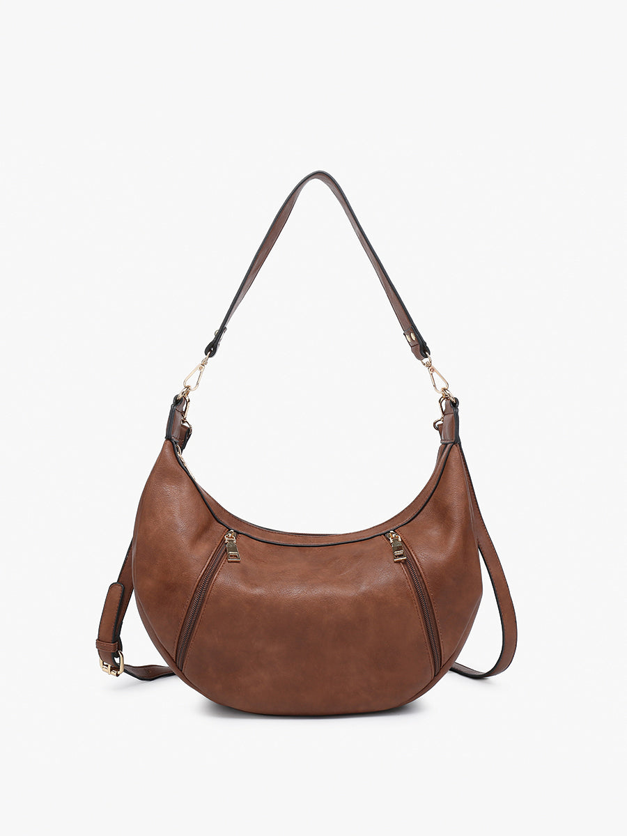 Lee Vegan Crescent Shoulder Bag Brown - Jen & Co. vegan handbag