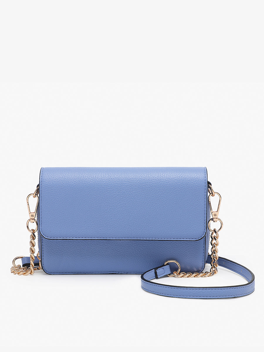 Lauryn Vegan Push-Lock Crossbody Porpoise - Jen & Co. vegan handbag