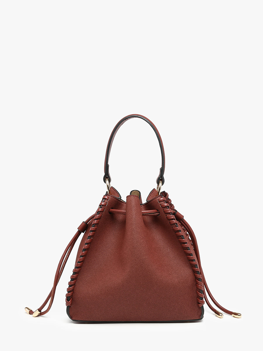Elsa Vegan Suede Bucket Bag - Jen & Co. vegan handbag