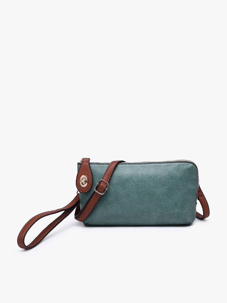 Kendall Vegan Crossbody in Teal Brown - Jen & Co. vegan handbag