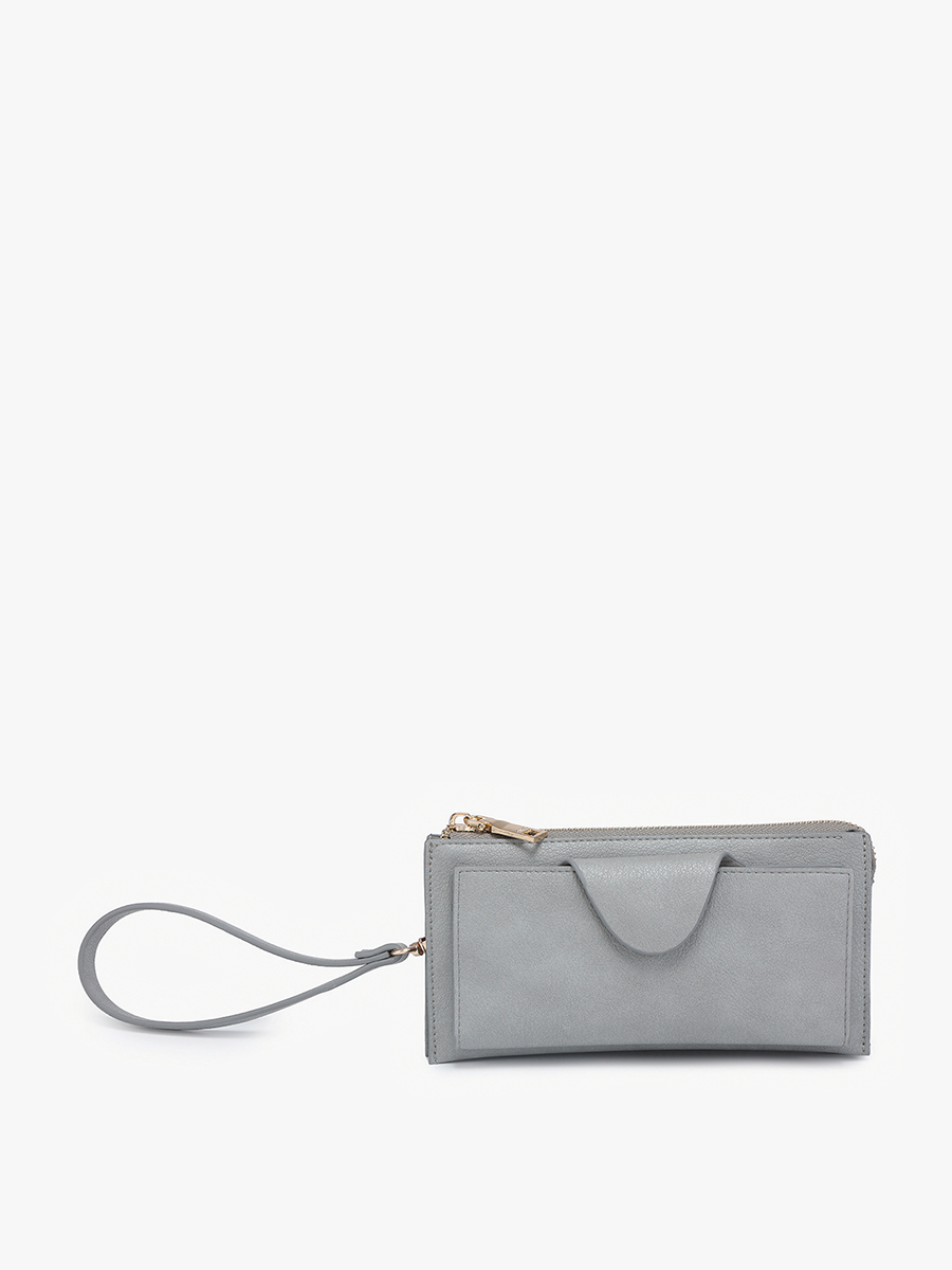 Kyla Vegan RFID Wallet Dusty Blue - Jen & Co. vegan handbag