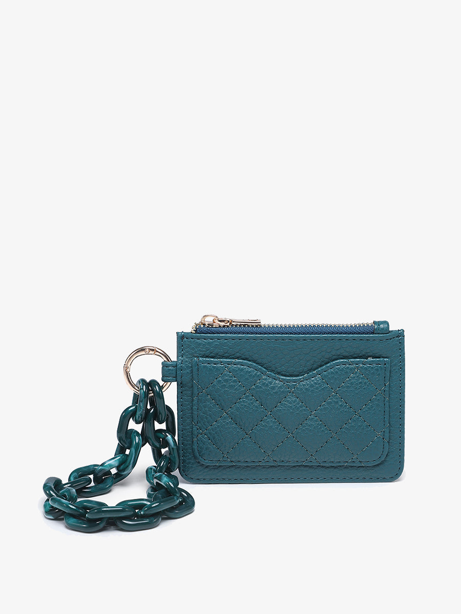 Rhodes Vegan Quilted Bangle in Peacock - Jen & Co. vegan handbag