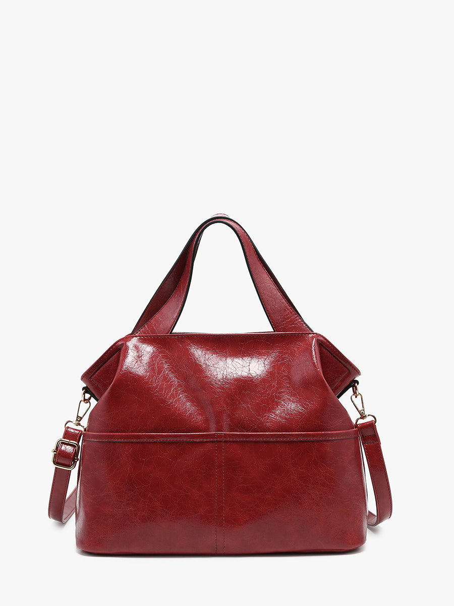 Isabella Vegan Satchel Mahogany - Jen & Co. vegan handbag