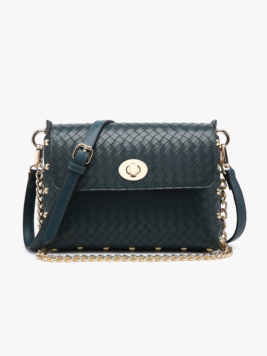 Yazmin Vegan Woven Crossbody Dusk Blue - Jen & Co. vegan handbag