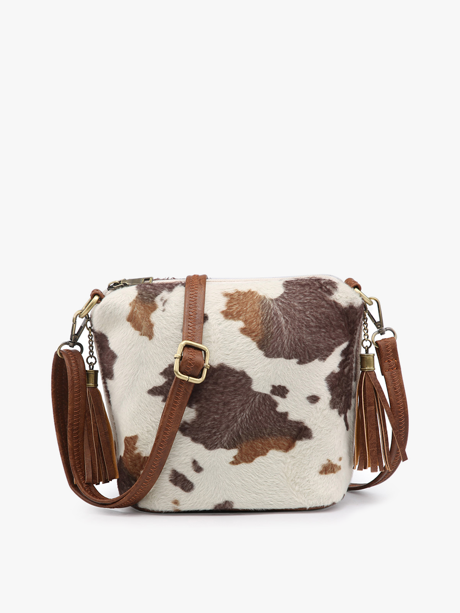 Dylan Vegan Crossbody in Cow D. Brown - Jen & Co. vegan handbag