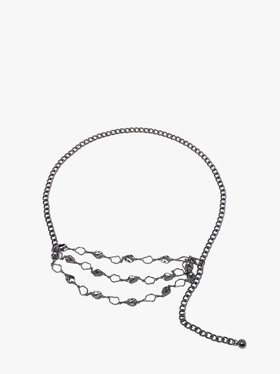 Layered Chain Belt Gunmetal - Jen & Co. vegan handbag
