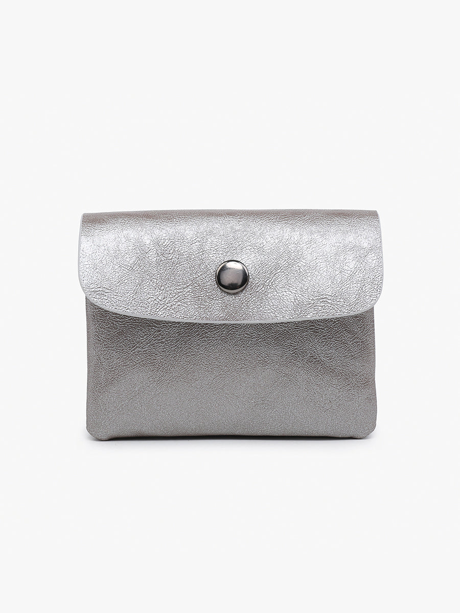 Ethel Vegan Clutch Silver - Jen & Co. vegan handbag