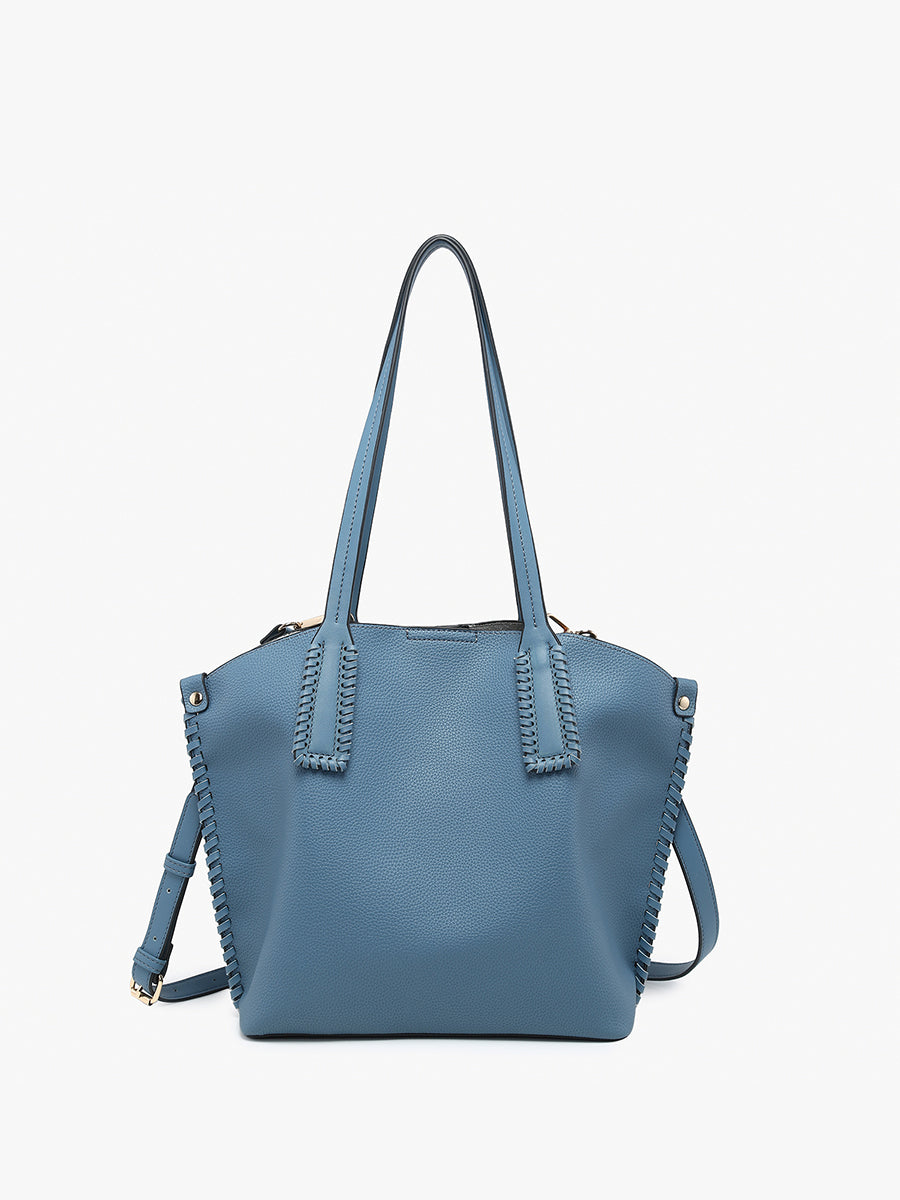 Micah Vegan Whipstitch Tote Denim - Jen & Co. vegan handbag