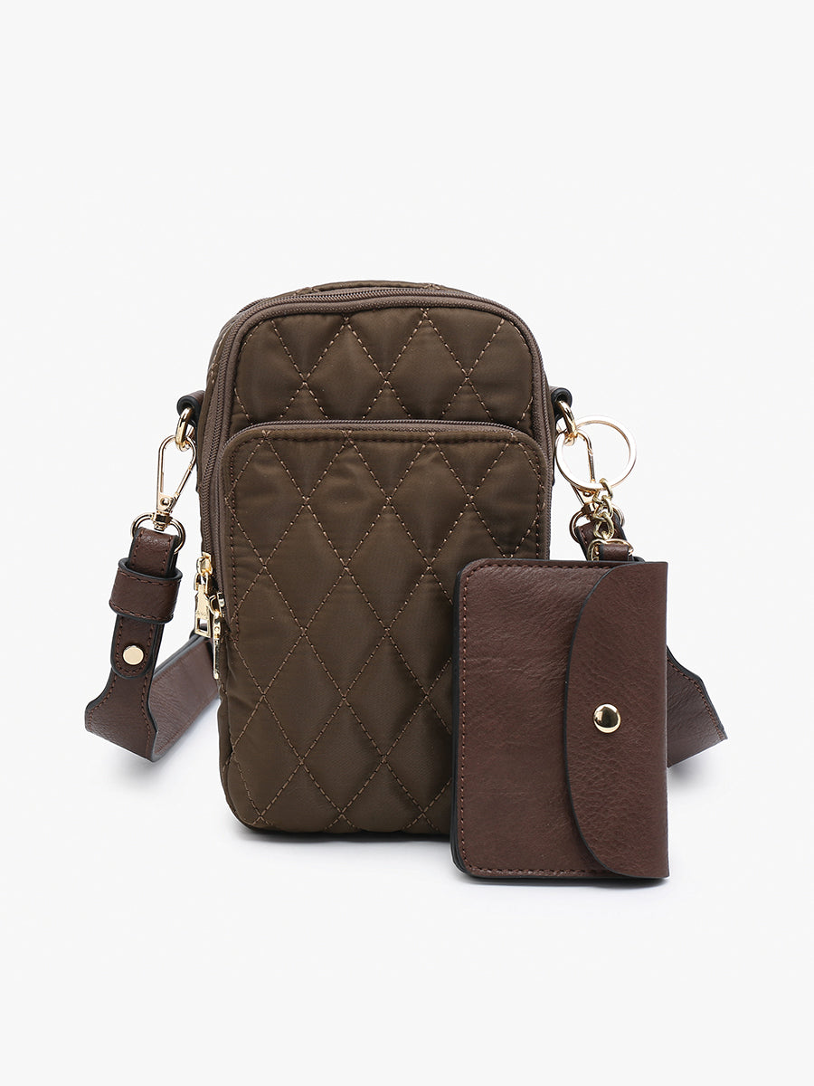 Parker Vegan Quilted Crossbody Chocolate - Jen & Co. vegan handbag