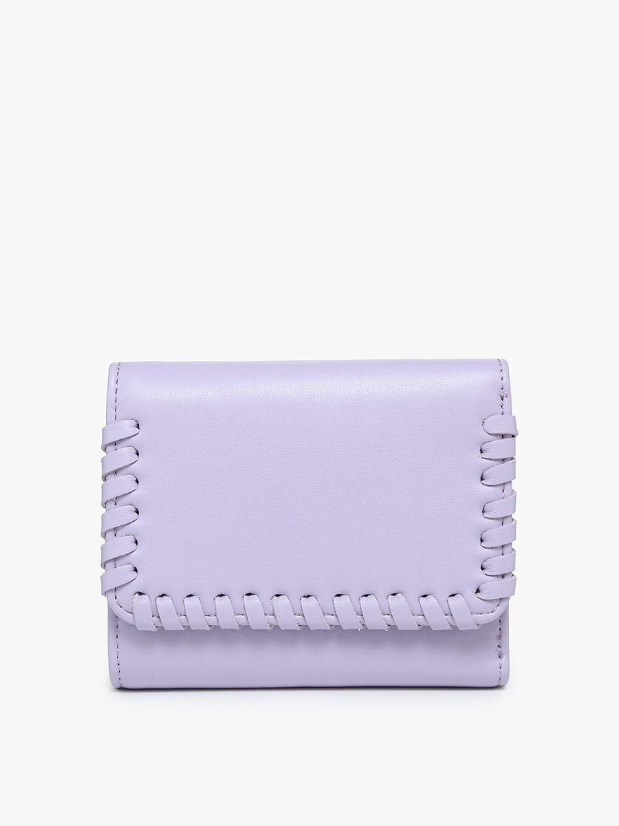 Logan Vegan Whipstitch Wallet in Lavender - Jen & Co. vegan handbag