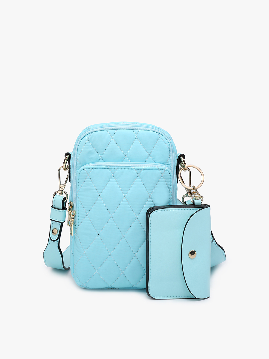 Parker Vegan Quilted Crossbody Glacial Blue - Jen & Co. vegan handbag