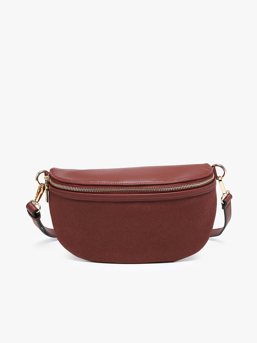 Regina Vegan Suede Sling Bag Garnet - Jen & Co. vegan handbag
