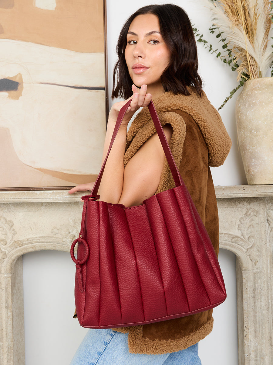 Josie Vegan Pleated Tote - Jen & Co. vegan handbag
