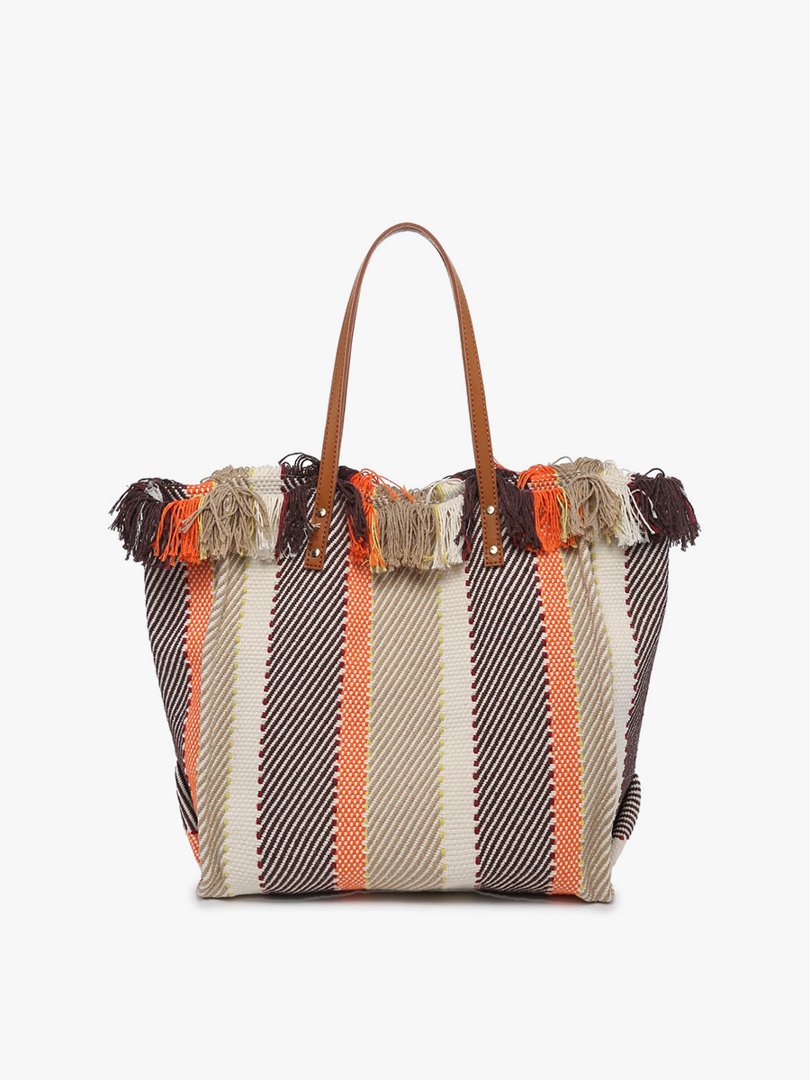 Madison Striped Tote Multi-1 - Jen & Co. vegan handbag