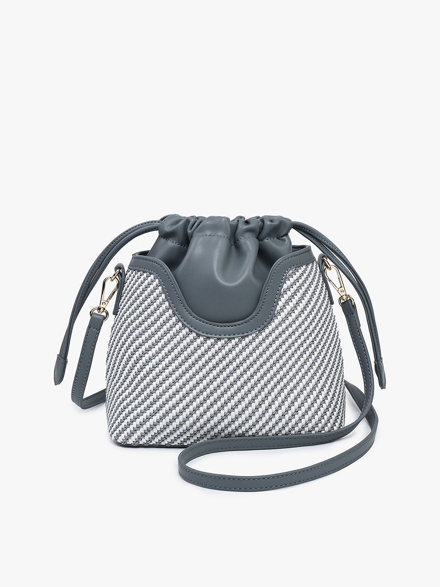 Juniper Vegan Woven Bucket Bag Grey - Jen & Co. vegan handbag