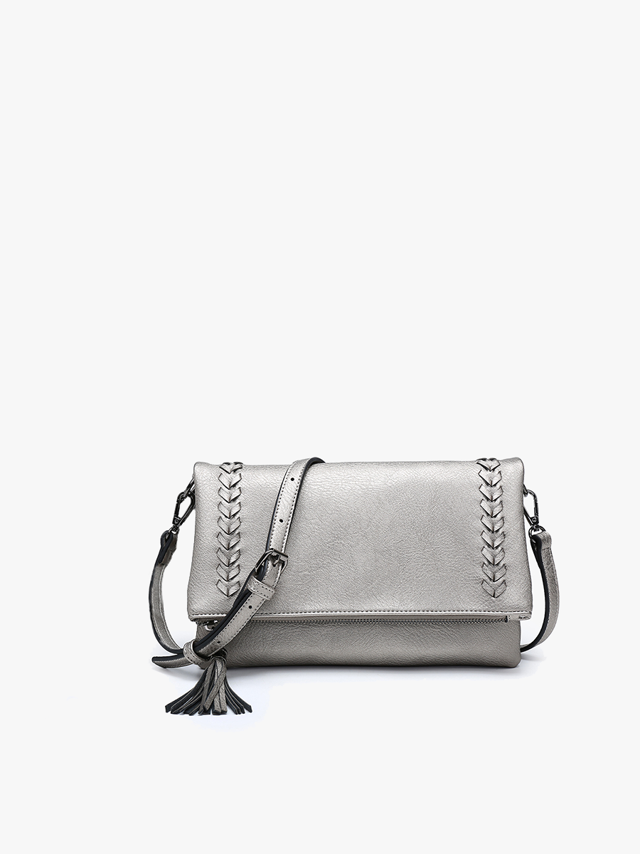 Isadora Vegan Dist Whipstitch Crossbody Gunmetal - Jen & Co. vegan handbag