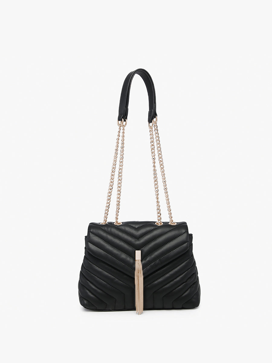 Thea Vegan Chevron Crossbody Black - Jen & Co. vegan handbag