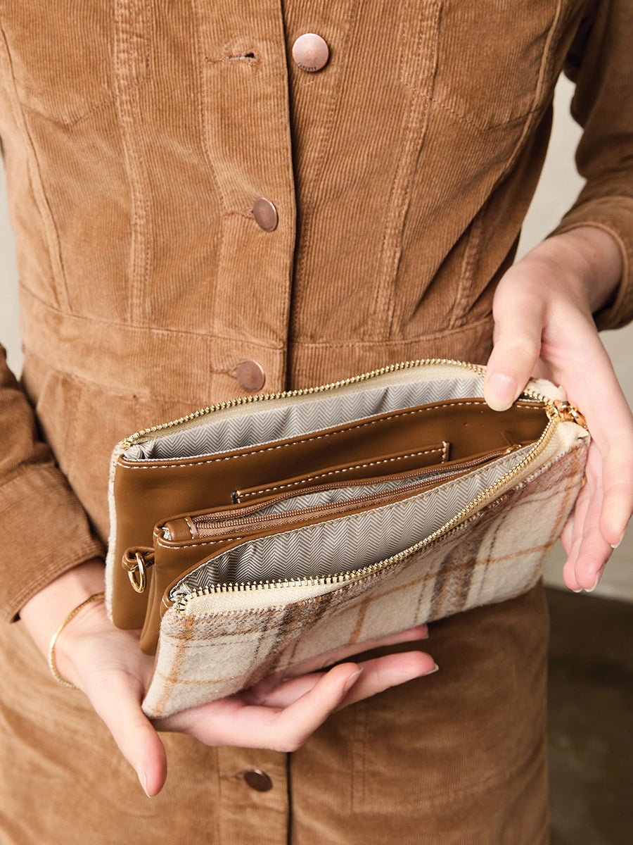 Riley Vegan Plaid Crossbody - Jen & Co. vegan handbag