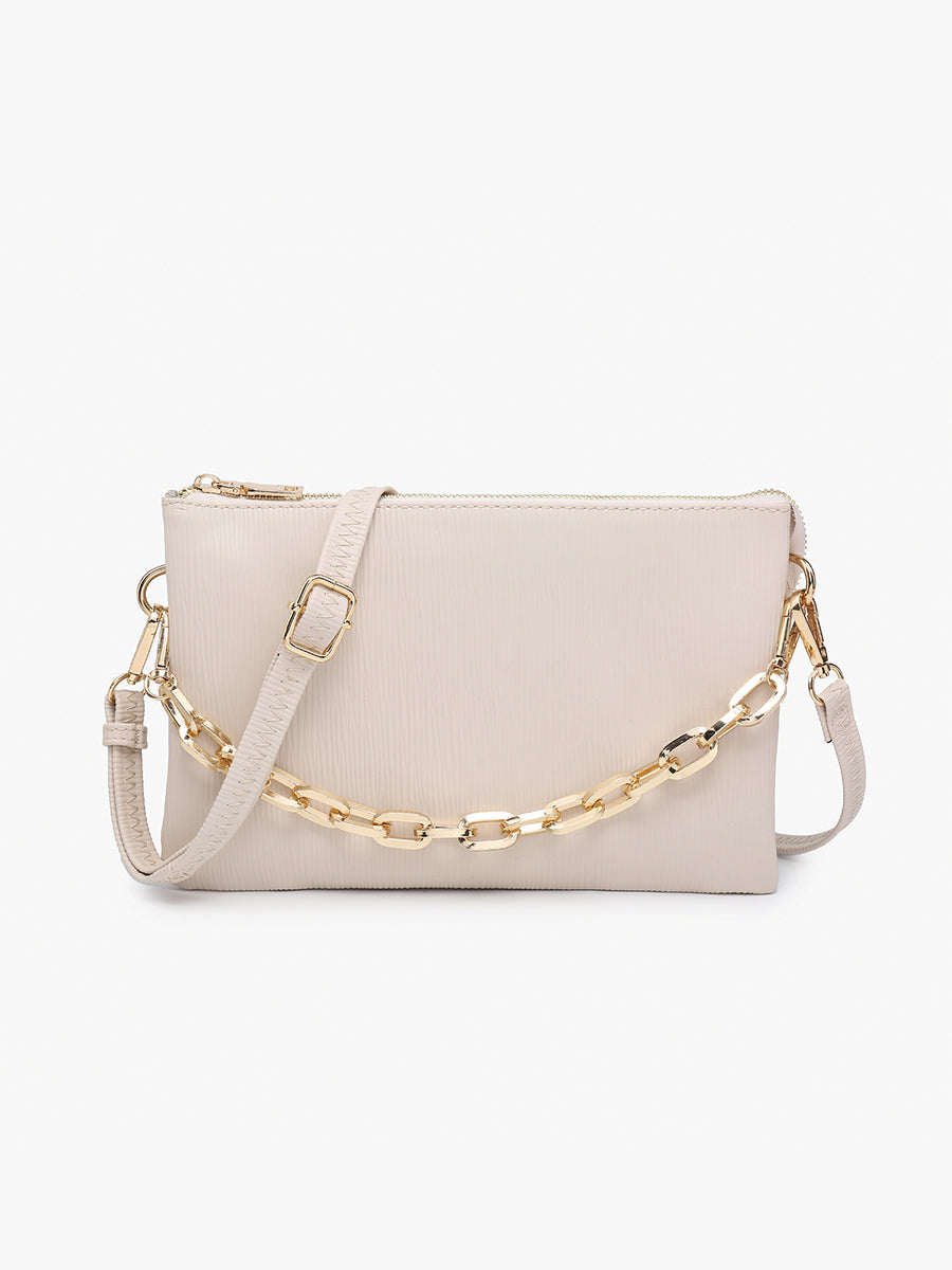 Izzy Vegan Textured Crossbody Off White - Jen & Co. vegan handbag