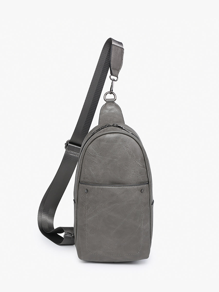 Pamela Vegan Double Zip Sling Bag - Jen & Co. vegan handbag