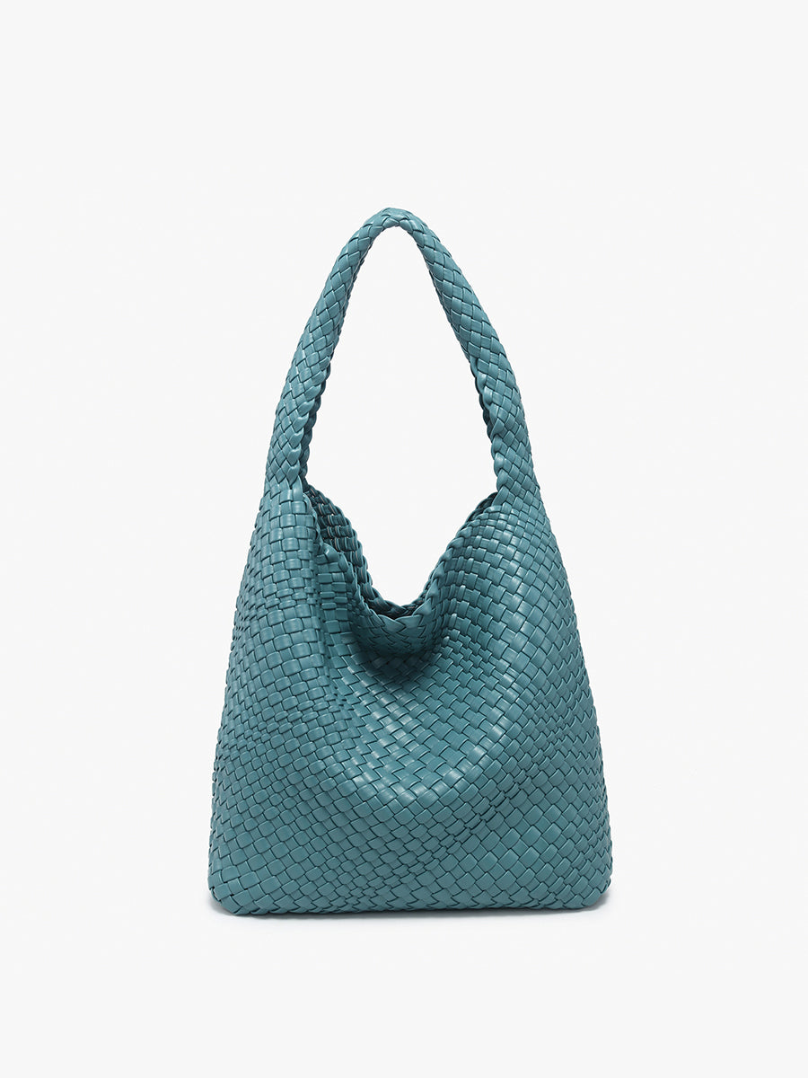Rachel Handwoven Hobo Slate - Jen & Co. vegan handbag