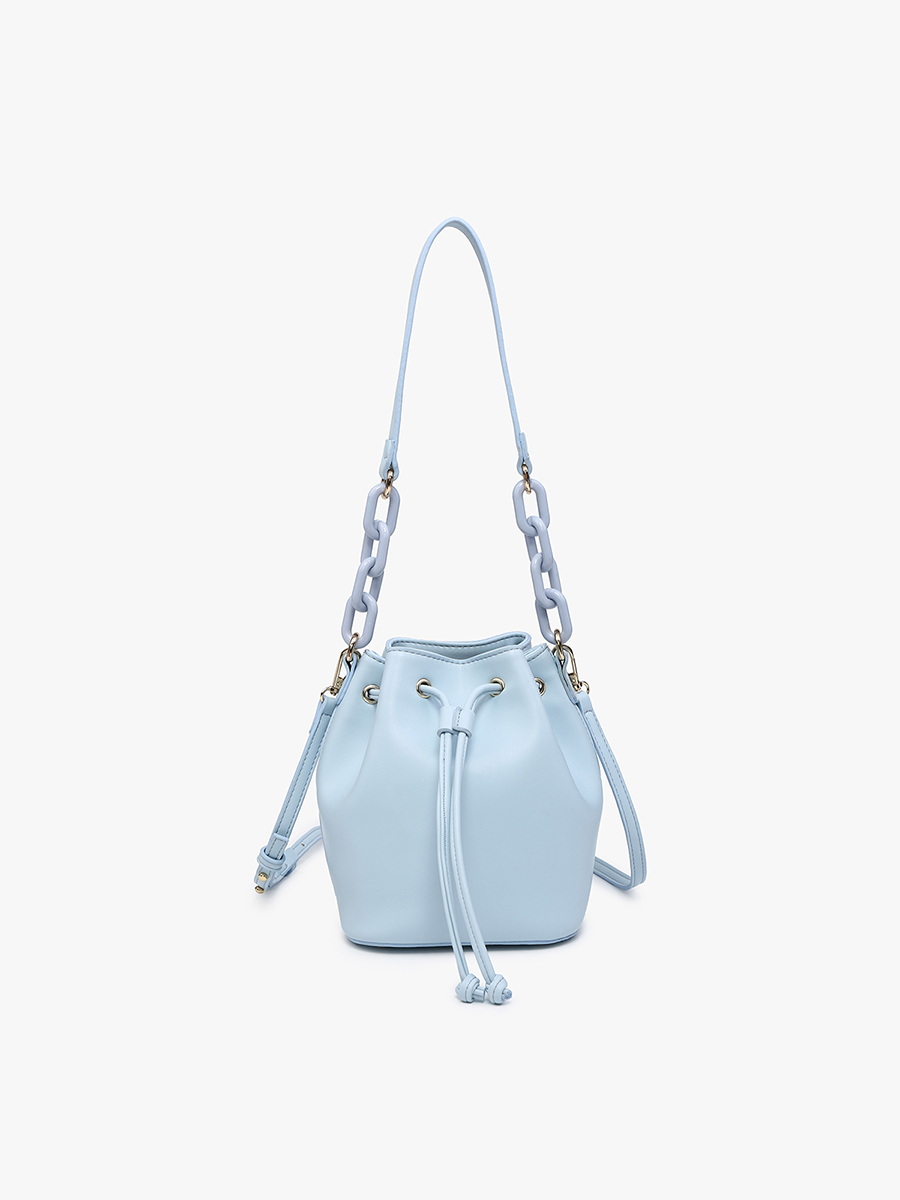 Cordelia Vegan Drawstring Bucket Bag Glacial Blue - Jen & Co. vegan handbag