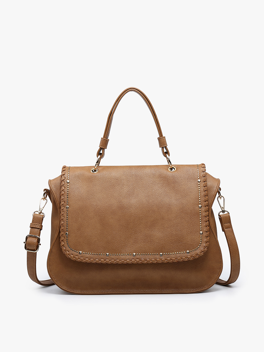 Cricket Vegan Studded Hobo/Tote Brown - Jen & Co. vegan handbag