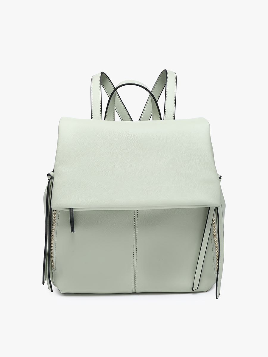 Adley Vegan Foldover Backpack in Lt. Sage - Jen & Co. vegan handbag