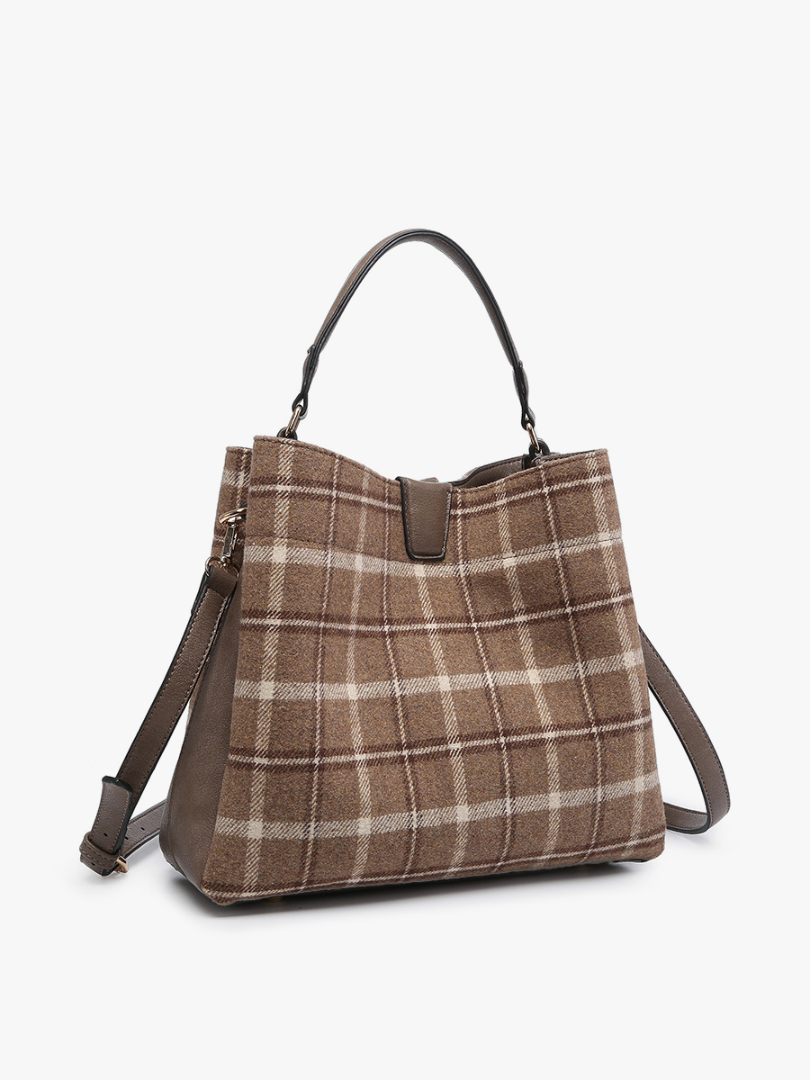 Tati Vegan Plaid Satchel