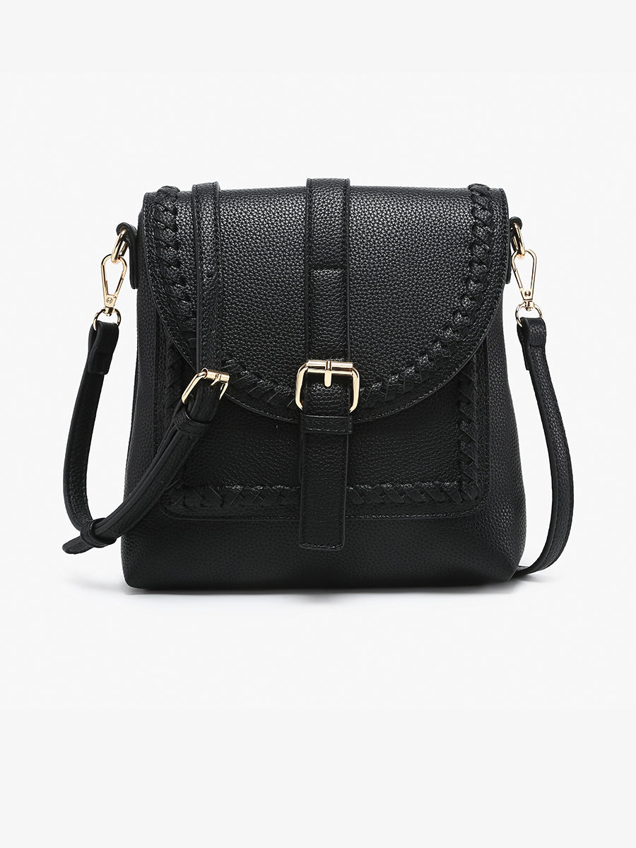 Roberta Vegan Whipstitch Crossbody Black - Jen & Co. vegan handbag